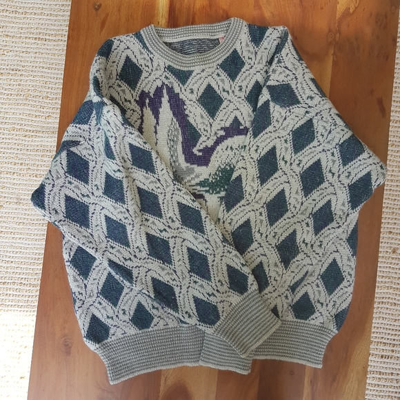 Vinatge Italian Grandpa Wool Blend Sweater • Large - Picture 7 of 12